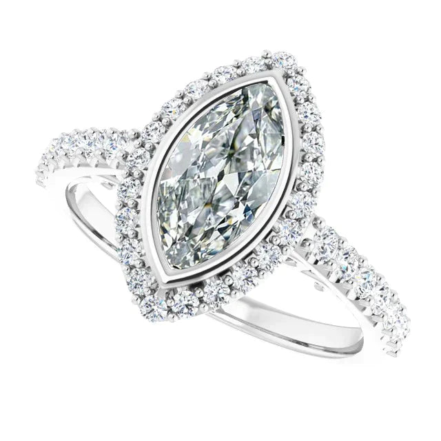 Anello Con Genuino Diamanti Marquise 7 Carati