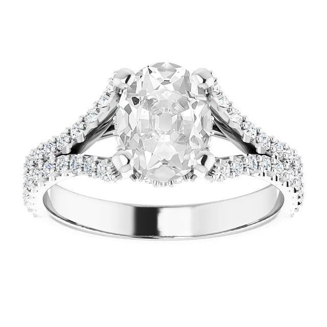 Anello Con Naturale Diamante Ovale Da Minatore Vecchio Con Gambo Diviso 7 Carati