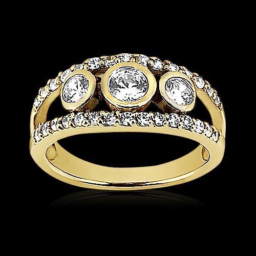 Anello Con Naturale Diamante Rotondo In Oro Giallo Da 1,46 Ct Con Gambo Spezzato Gioielli Nuova