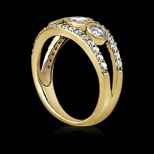 Anello Con Naturale Diamante Rotondo In Oro Giallo Da 1,46 Ct Con Gambo Spezzato Gioielli Nuova
