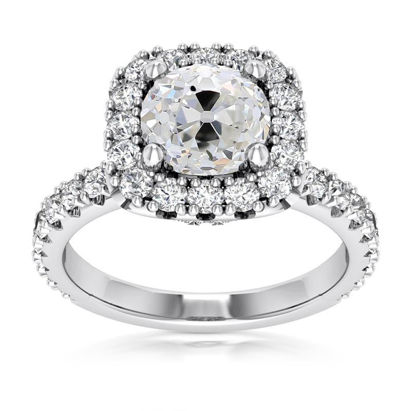 Anello Con Naturale Diamanti Rotondi Halo Vecchio Taglio Con Accenti Gioielli 6 Carati