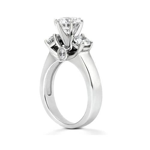 Anello Con Vero Diamanti 2.62 Carati F Vs1 Anello Con 3 Pietre Di Diamanti