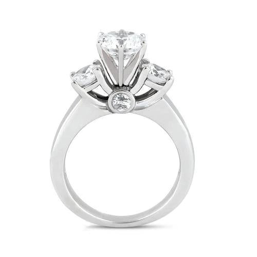 Anello Con Vero Diamanti 2.62 Carati F Vs1 Anello Con 3 Pietre Di Diamanti