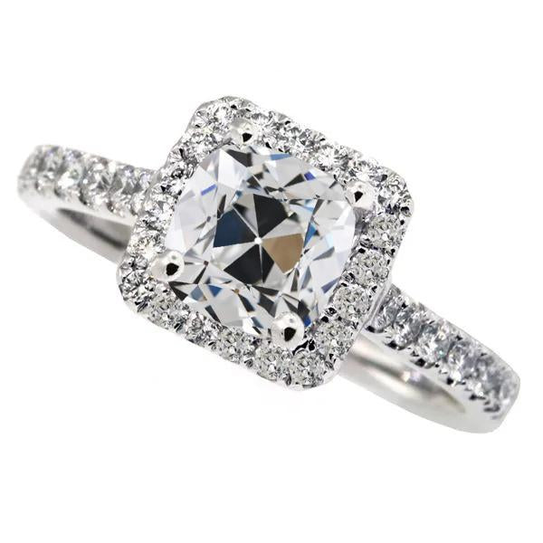 Anello Da 10 Carati Rotondo E Cuscino Con Vero Diamante A Taglio Antico Con Accenti