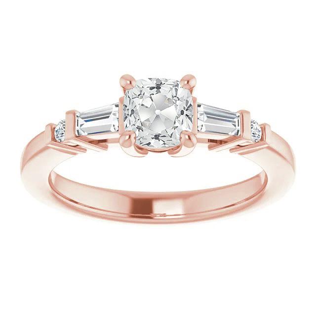 Anello Da Donna Con Genuino Diamanti A Taglio Antico Con Cuscino Da 4,50 Carati, In Oro 14K