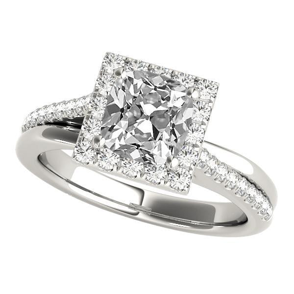 Anello Da Donna Halo Con Cuscino Accenti Vecchio Minatore Vero Diamante 7,50 Carati