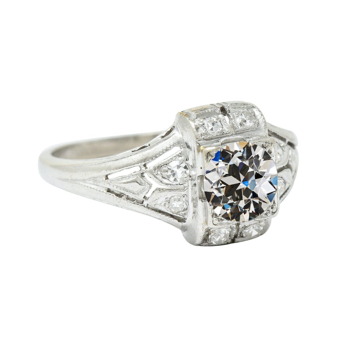 Anello Da Donna Il Giro Vecchio Minatore Naturale Diamante Milgrain Shank 2.50 Carats