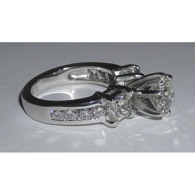 Anello Da Donna In Oro Con Genuino Diamanti Da 5 Carati Con Tre Gioielli In Pietra Nuovo