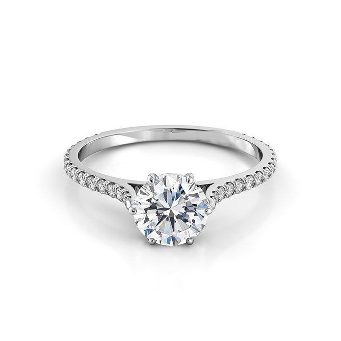 Anello Da Donna Per Anniversario In Oro Bianco Con Vero Diamanti A Taglio Rotondo Da 3 Ct