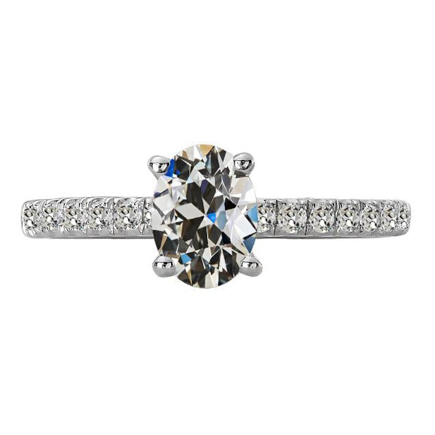 Anello Da Donna Rotondo E Ovale Con Naturale Diamanti A Taglio Antico Miniera 6.50 Carati