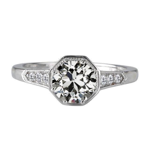 Anello Da Minatore Rotondo In Oro 14K Con Naturale Diamanti Stile Antico 3 Carati