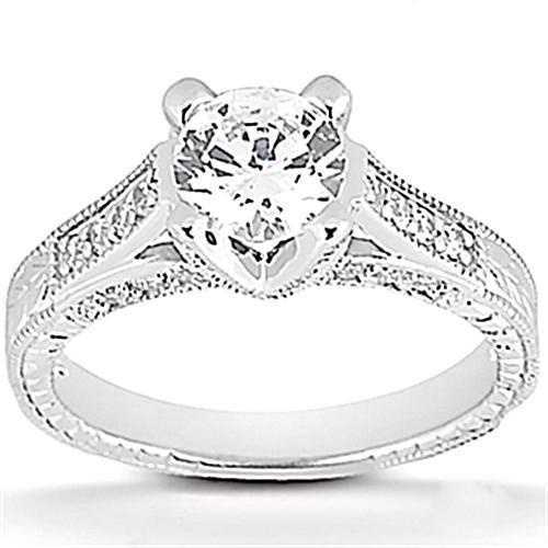 Anello Di Fidanzamento Con Genuino Diamante 1.77 Ct. Set In Oro Bianco 14K In Stile Antico