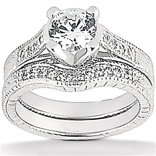 Anello Di Fidanzamento Con Genuino Diamante 1.77 Ct. Set In Oro Bianco 14K In Stile Antico