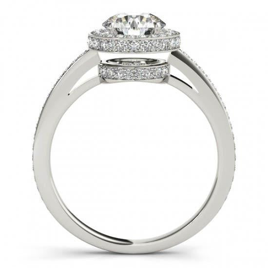 Anello Di Fidanzamento Con Genuino Diamante Brillante Rotondo Halo 2.60 Carati In Oro Bianco 14K