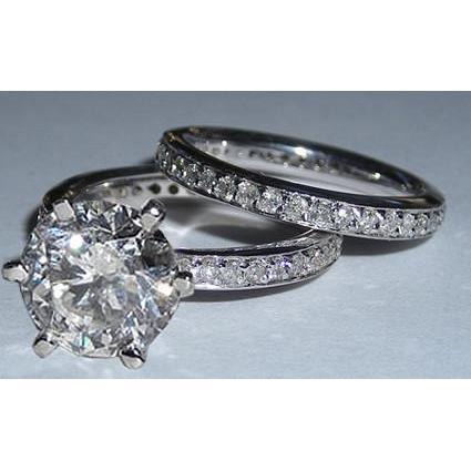 Anello Di Fidanzamento Con Genuino Diamante Da 5 Carati E Fascia In Oro Bianco 14K