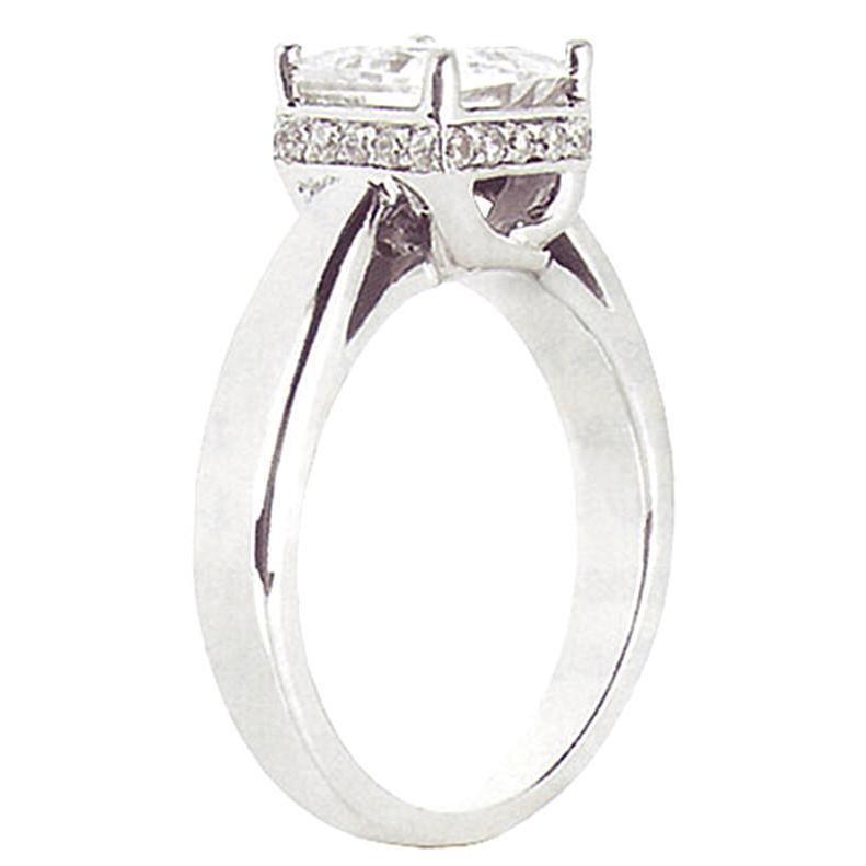 Anello Di Fidanzamento Con Genuino Diamante Hidden Halo Princess 2,50 Carati Nuovo
