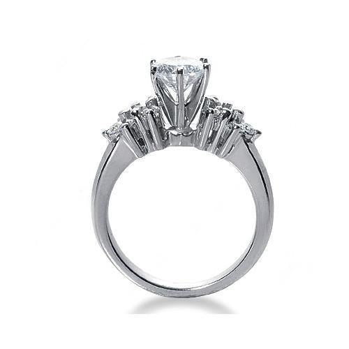 Anello Di Fidanzamento Con Genuino Diamante In Oro Bianco 14K 3.30 Carati Nuovo