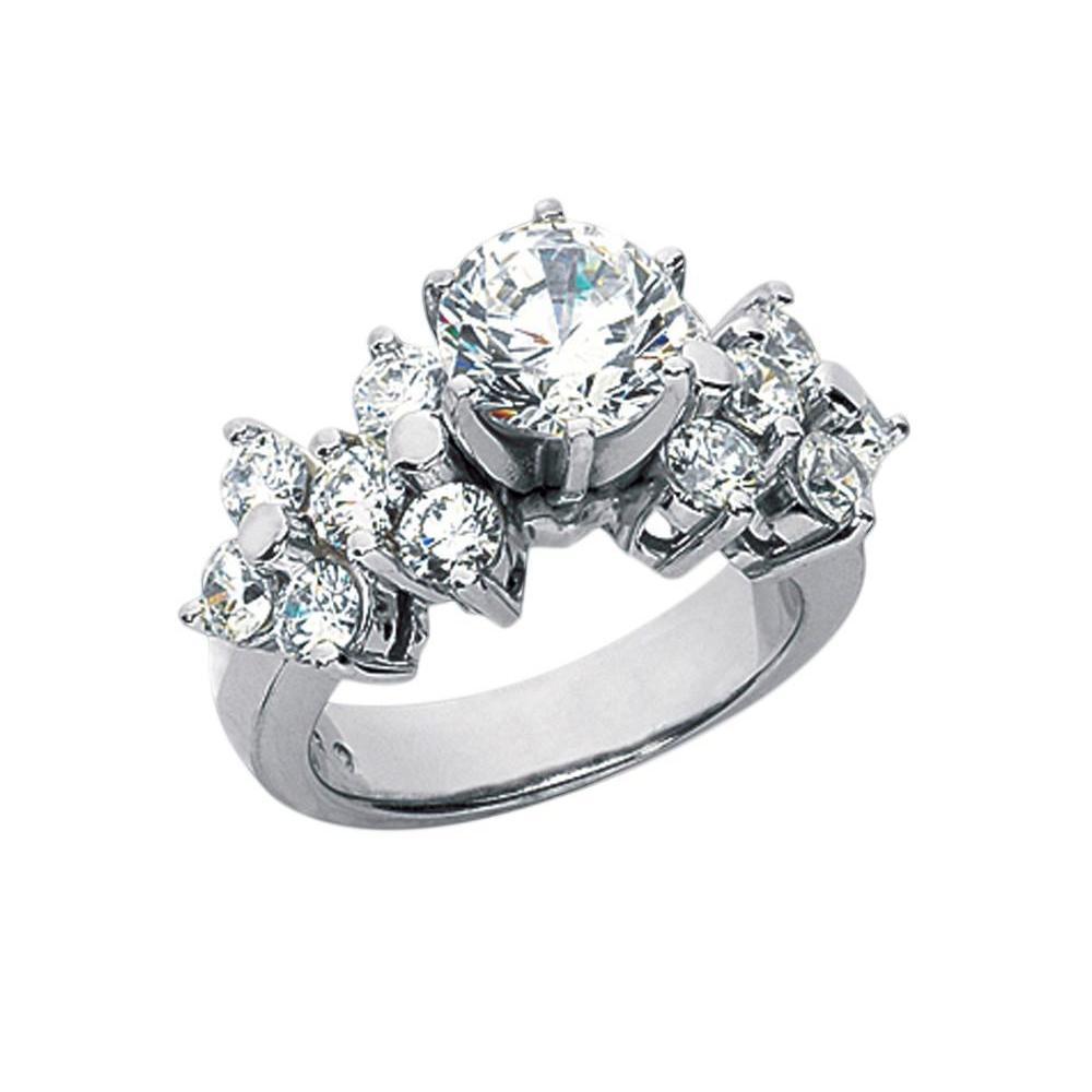 Anello Di Fidanzamento Con Genuino Diamante In Oro Bianco 14K 3.30 Carati Nuovo