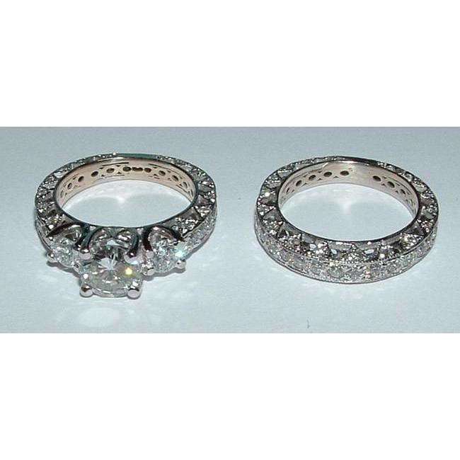 Anello Di Fidanzamento Con Genuino Diamante Scintillante Da 3.51 Carati In Oro Bianco