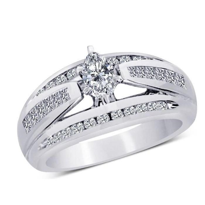 Anello Di Fidanzamento Con Genuino Diamante Scintillante Gioielli 2 Carati Oro Bianco 14K
