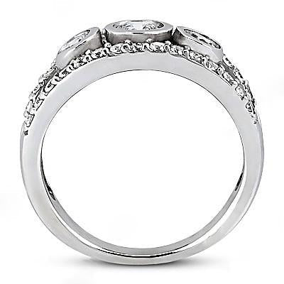 Anello Di Fidanzamento Con Genuino Diamanti In Pietra Da 1.46 Carati Con Accenti In Oro Bianco