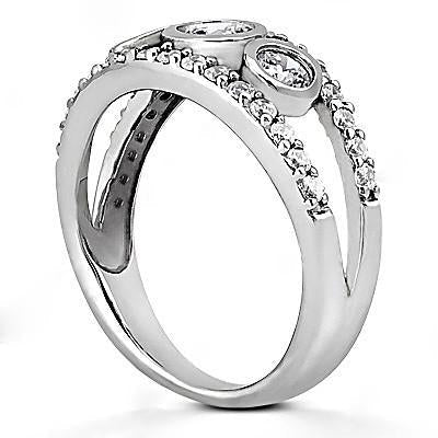 Anello Di Fidanzamento Con Genuino Diamanti In Pietra Da 1.46 Carati Con Accenti In Oro Bianco