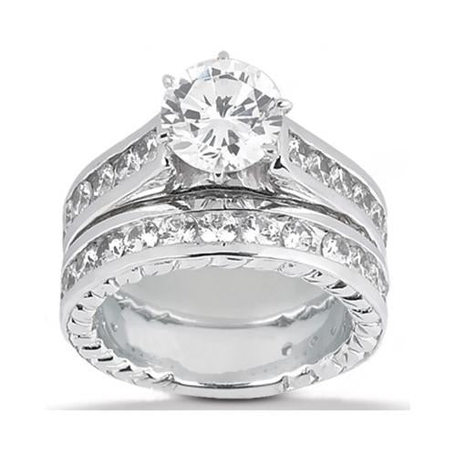 Anello Di Fidanzamento Con Genuino Diamanti Incastonati In Oro Bianco 4.2 Carati 14K