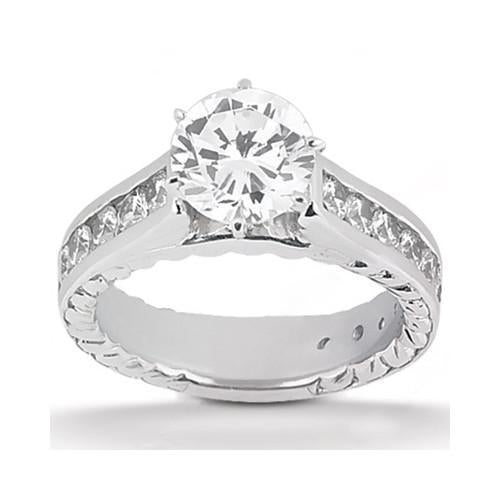 Anello Di Fidanzamento Con Genuino Diamanti Incastonati In Oro Bianco 4.2 Carati 14K