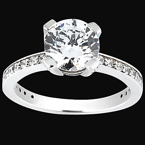 Anello Di Fidanzamento Con Genuino Diamanti Rotondi Da 2.25 Carati Con Accenti