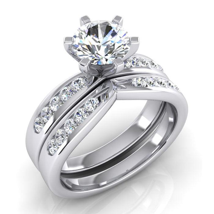 Anello Di Fidanzamento Con Naturale Diamante Da 3.25 Carati In Oro Bianco 14K