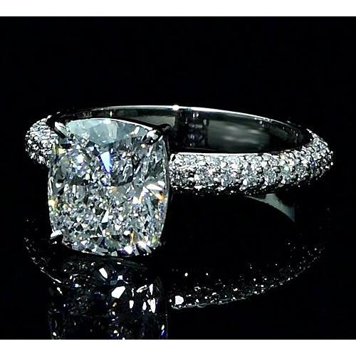 Anello Di Fidanzamento Con Naturale Diamante Grande Cuscino Con Accenti 7.25 Carati Nuovo