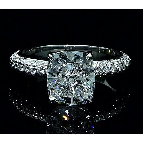 Anello Di Fidanzamento Con Naturale Diamante Grande Cuscino Con Accenti 7.25 Carati Nuovo