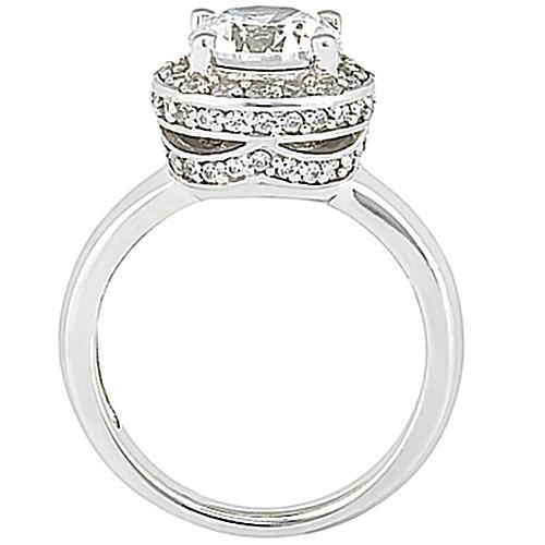 Anello Di Fidanzamento Con Naturale Diamante Halo Oro Bianco 2.61 Ct.