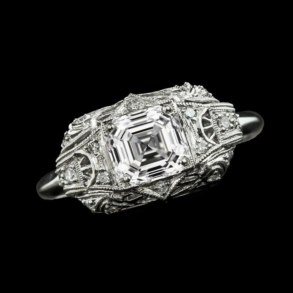 Anello Di Fidanzamento Con Naturale Diamante Miligrain Asscher 4,35 Carati
