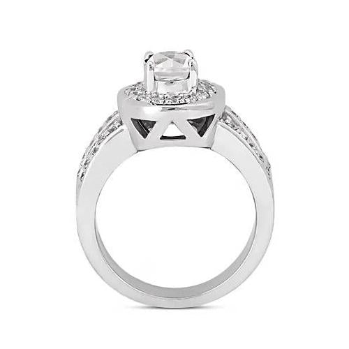 Anello Di Fidanzamento Con Naturale Diamante Ovale Halo 2.51 Carati In Oro Bianco 14K
