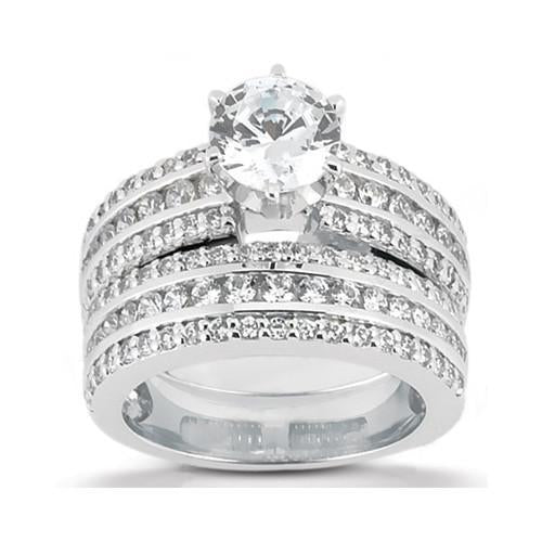Anello Di Fidanzamento Con Naturale Diamante Per Anniversario 3 Carati In Oro Bianco 14K