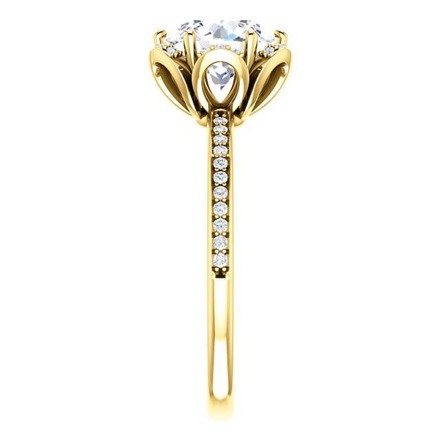 Anello Di Fidanzamento Con Naturale Diamante Rotondo Da 1.7 Carati Stile Fiore Anello Halo YG 14K