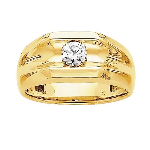Anello Di Fidanzamento Con Naturale Diamante Solitario Da Uomo 0.50 Carati In Oro Giallo 14K