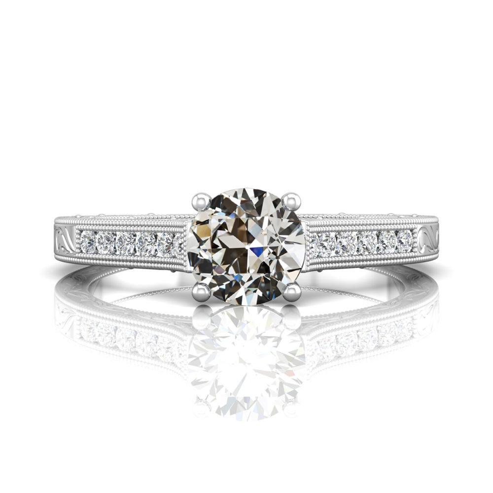 Anello Di Fidanzamento Con Naturale Diamante Taglio Antico Rotondo Stile Antico 2,50 Carati