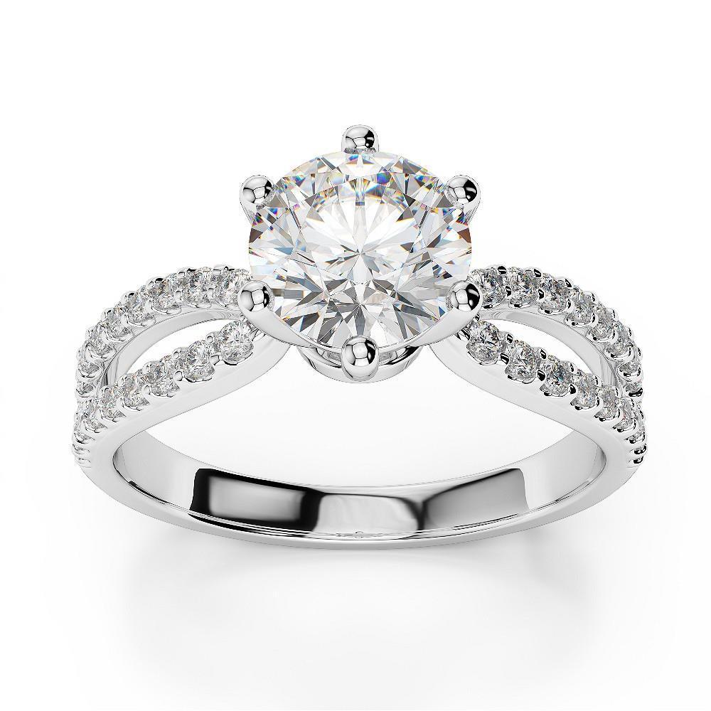 Anello Di Fidanzamento Con Naturale Diamante Taglio Rotondo Da 3 Carati Con Gambo Diviso Nuovo