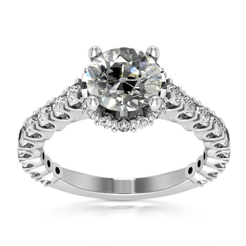 Anello Di Fidanzamento Con Naturale Diamante Tondo Taglio Antico 5,75 Carati Gioielli Da Donna