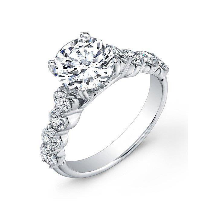 Anello Di Fidanzamento Con Naturale Diamanti Accentati 4.10 Carati Oro Bianco 14k