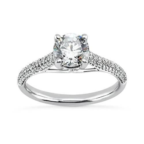 Anello Di Fidanzamento Con Naturale Diamanti Da 2.25 Carati Con Accenti In Oro Bianco 14K