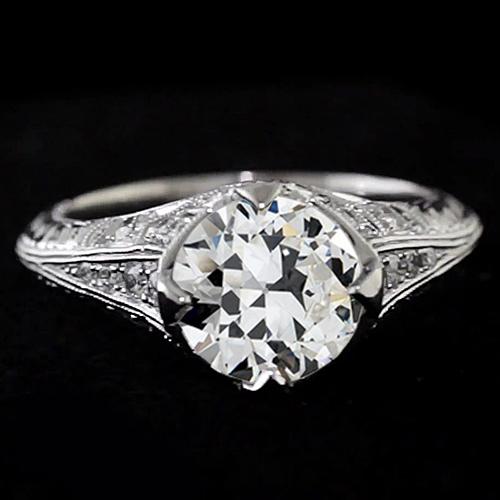 Anello Di Fidanzamento Con Naturale Diamanti Taglio Vecchio Miniera Stile Vintage Filigrana 2,50 Carati