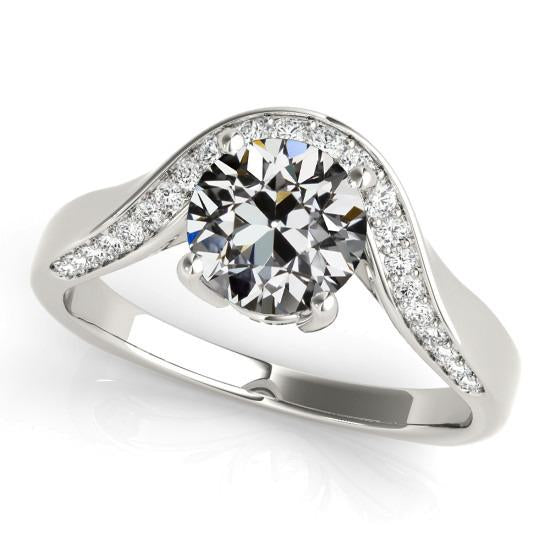 Anello Di Fidanzamento Con Taglio A Miniera Di Genuino Diamanti, 4 Poli, 3,50 Carati