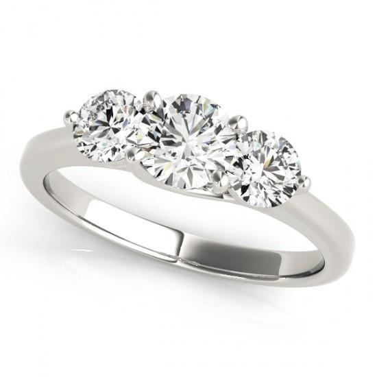 Anello Di Fidanzamento Con Tre Pietre Di Naturale Diamante Rotondo In Oro Bianco 2 Carati 14K