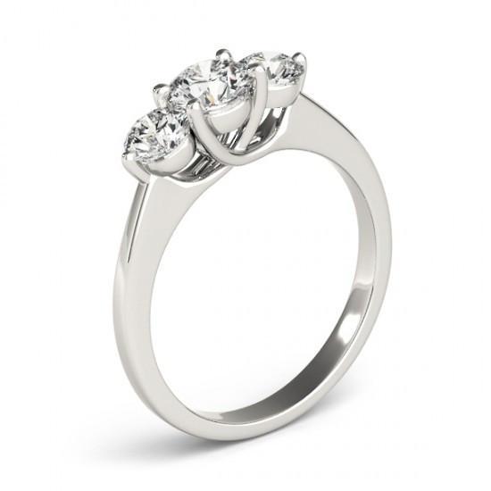 Anello Di Fidanzamento Con Tre Pietre Di Naturale Diamante Rotondo In Oro Bianco 2 Carati 14K