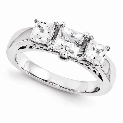 Anello Di Fidanzamento Con Tre Pietre Di Vero Diamanti 2 Carati 14K Oro Bianco