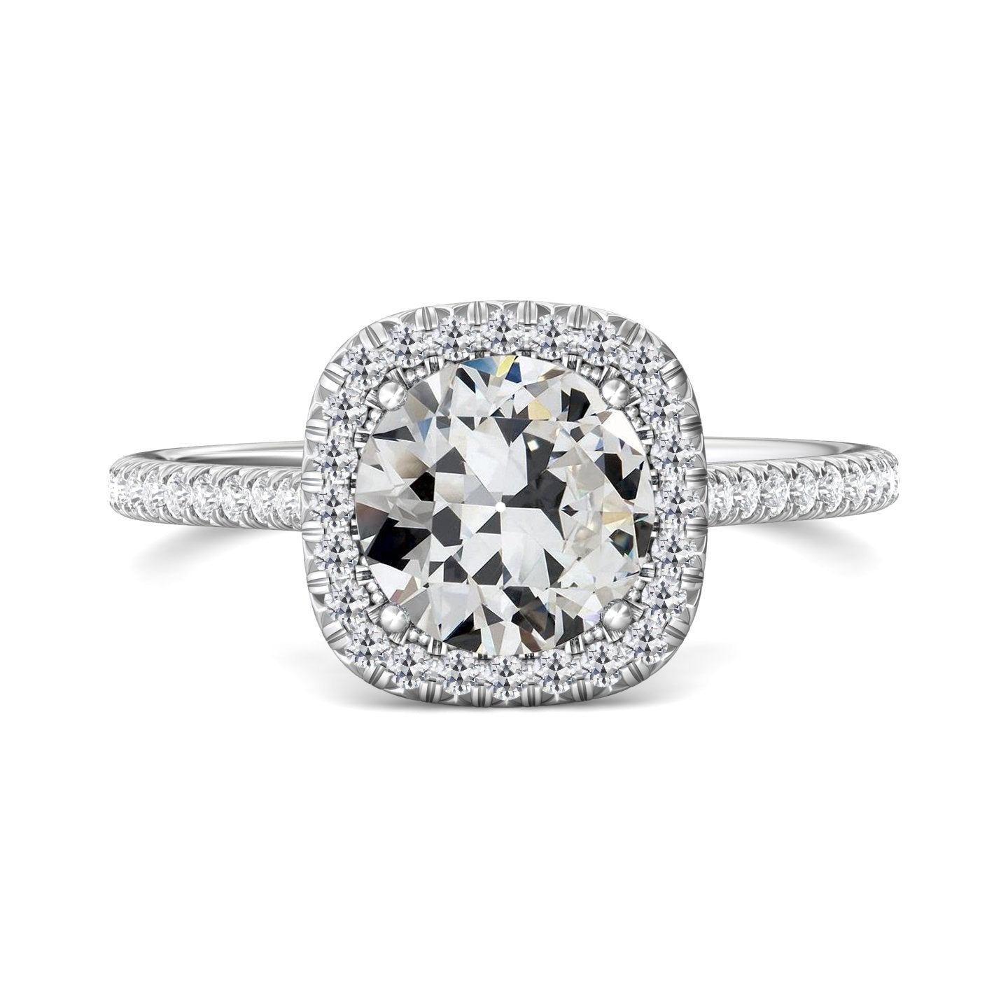 Anello Di Fidanzamento Con Vero Diamante Halo Il Giro Vecchio Minatore Con Accenti 5 Carati