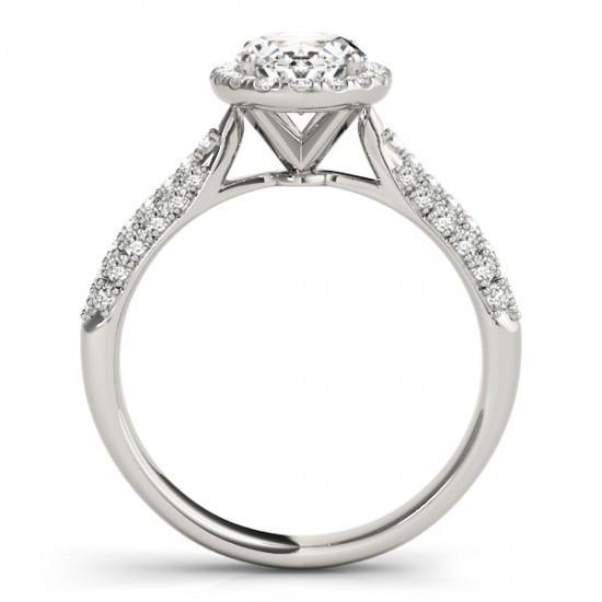 Anello Di Fidanzamento Con Vero Diamante Ovale Halo 1.75 Carati Oro Bianco 14K